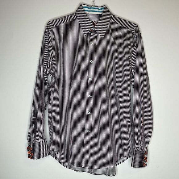 Robert Graham X Large Purple and White Striped LS Shirt100% Cotton - Picture 6 of 8